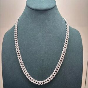 Solid 925 Silver Mens Miami Cuban Chain Iced Out CZ - 20in/8.2mm
